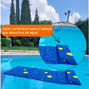Colchão multiuso flutuante com encosto para a cabeça.