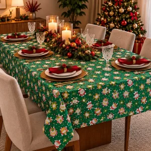 Toalha De Mesa Natalina 06 Lugares 220 X 150 Estampas Lindas