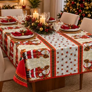 Toalha de mesa natalina – modelo 01 branco e vermelho