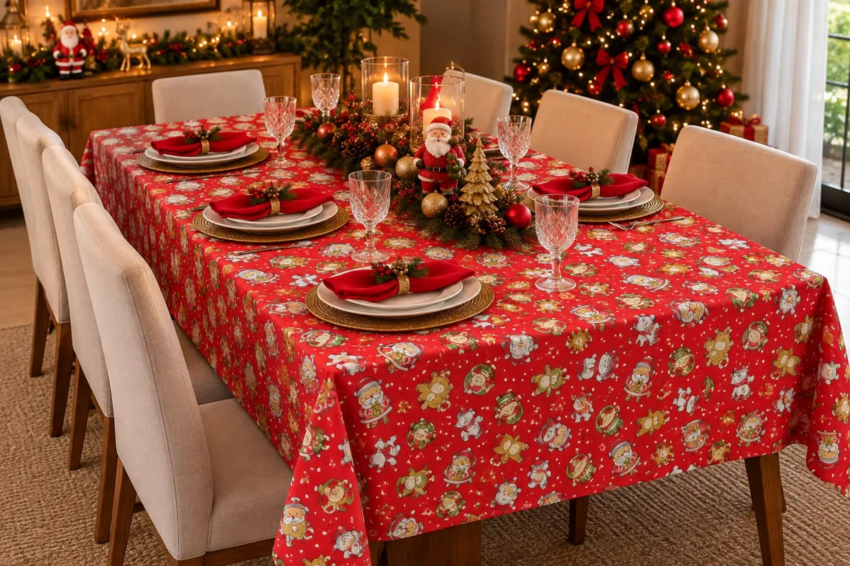Toalha de mesa natalina – modelo 02 vermelho